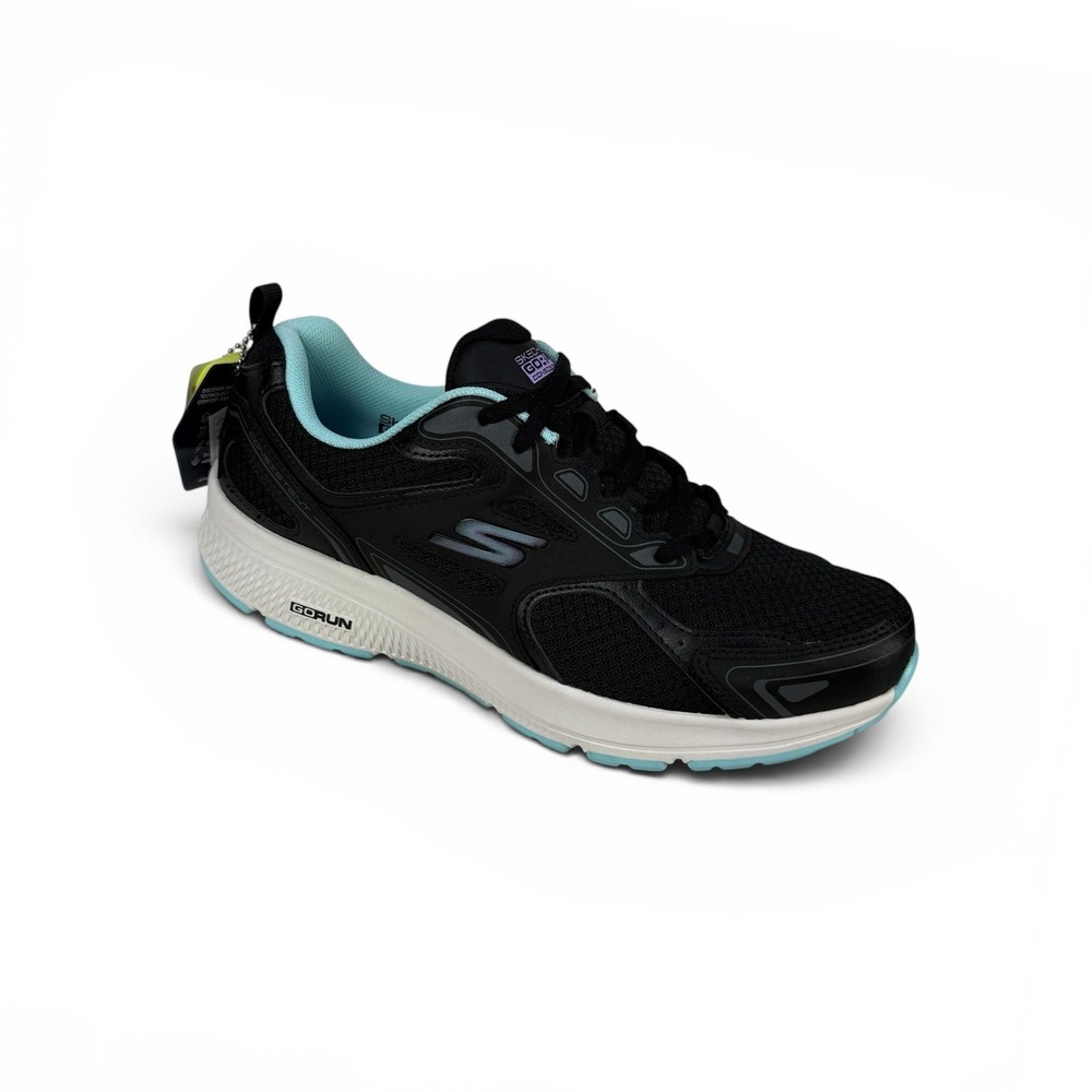 Skechers Go Run Consistent Womens Running Shoes Size 9.5 Black Aqua‎ 128075 BKAQ